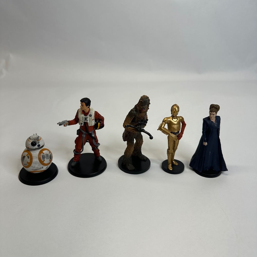 Star Wars Disney Store Figure Set BB-8 Poe‎ Chewbacca C-3PO Leia 5 PVC Piece Lot
